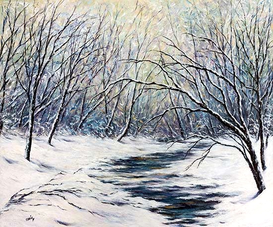 Winter Woods, Harford County, Acrylic, Painting, Nancy Craig